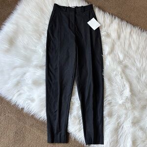 Toteme NWT Pinstripe Tapered-Leg Wool Blend Trousers Black 0